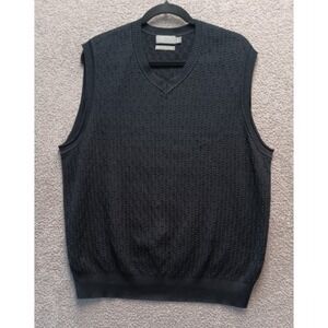 Talbots Black Sweater Vest Men's M Pima Cotton V-Neck Preppy Old Money Golf